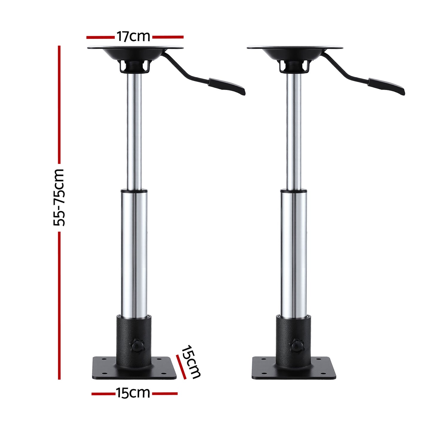Seamanship Boat Seat Pedestal 55–75cm Adjustable Gas Lift 360 Degrees Swivel 2 Pack - Image 2