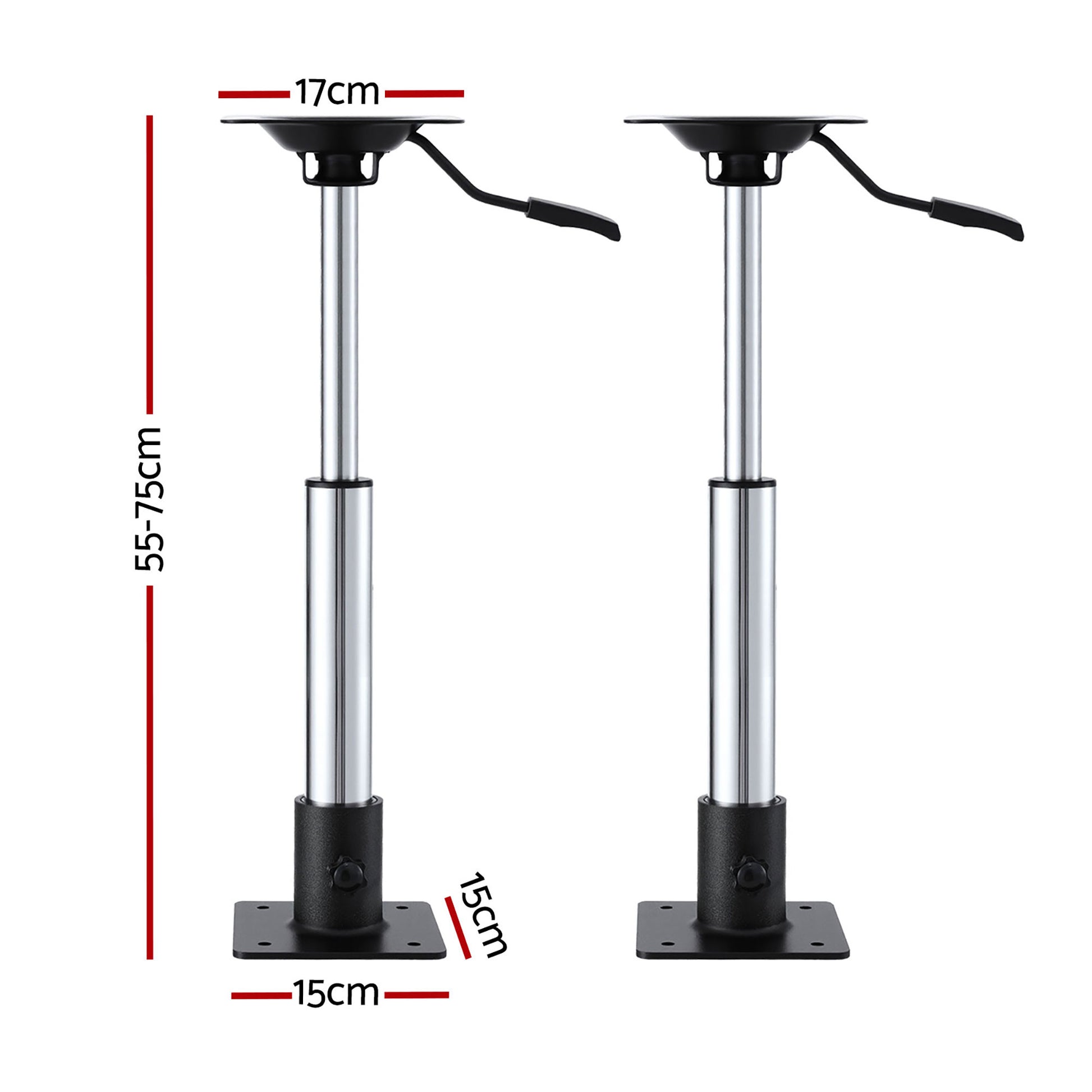 Seamanship Boat Seat Pedestal 55–75cm Adjustable Gas Lift 360 Degrees Swivel 2 Pack - Image 2