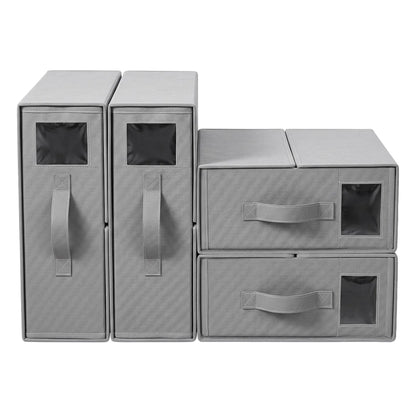 Artiss Bed Sheet Organisers Box Set 4Pcs Storage King Size Bedding Foldable Grey - Image 3