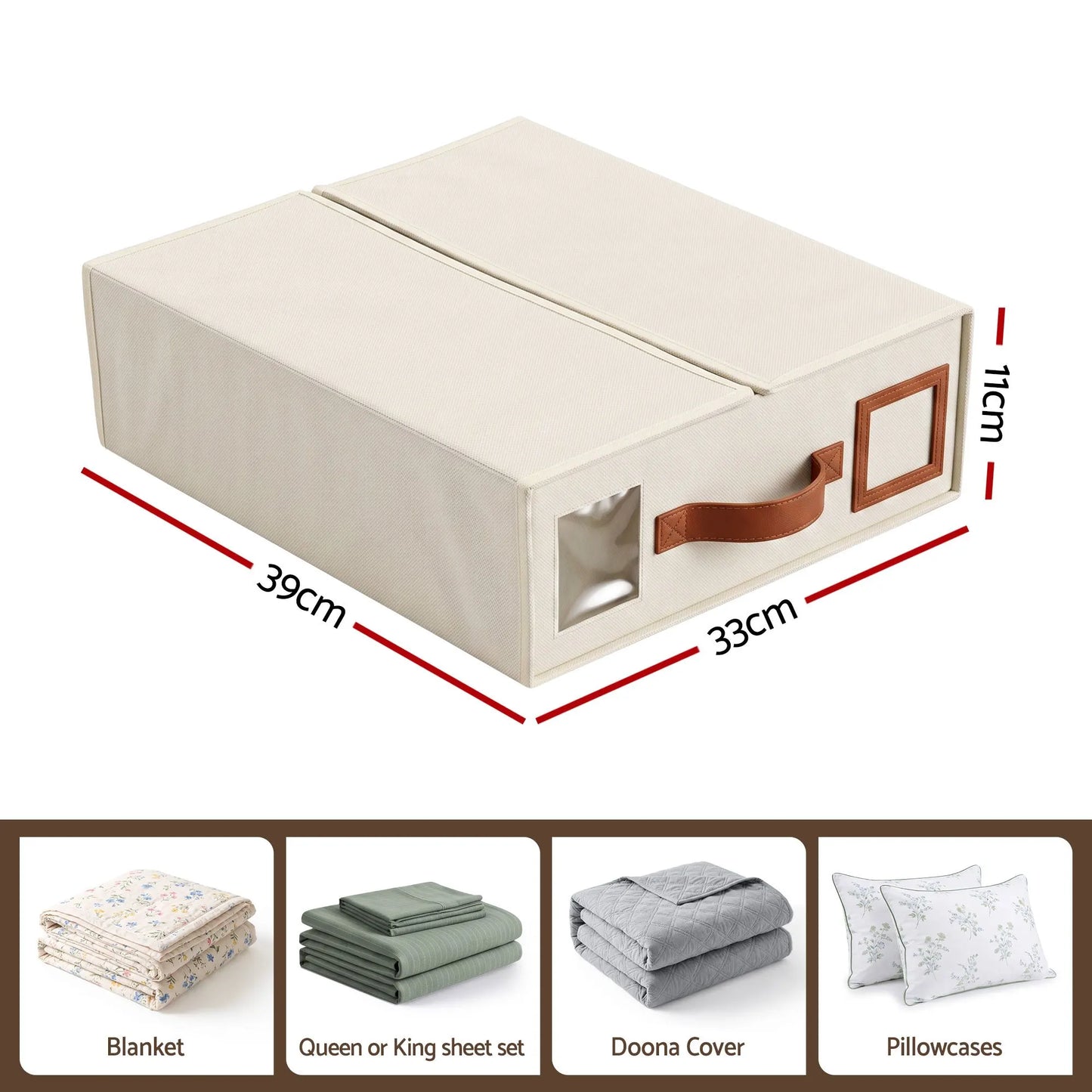 Artiss Bed Sheet Organisers Box 4Pcs Storage King Size Bedding Foldable Beige - Image 2