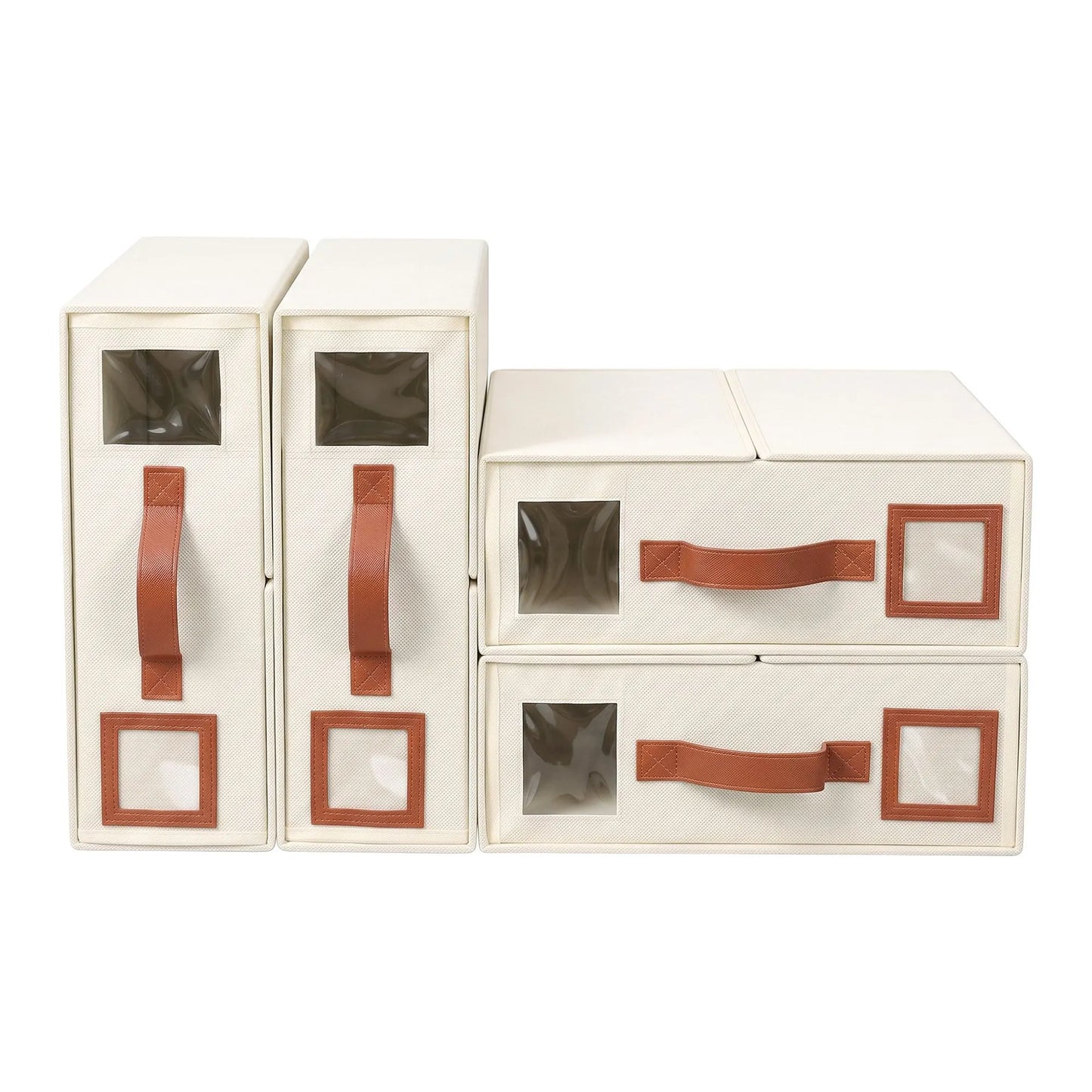 Artiss Bed Sheet Organisers Box 4Pcs Storage King Size Bedding Foldable Beige - Image 3