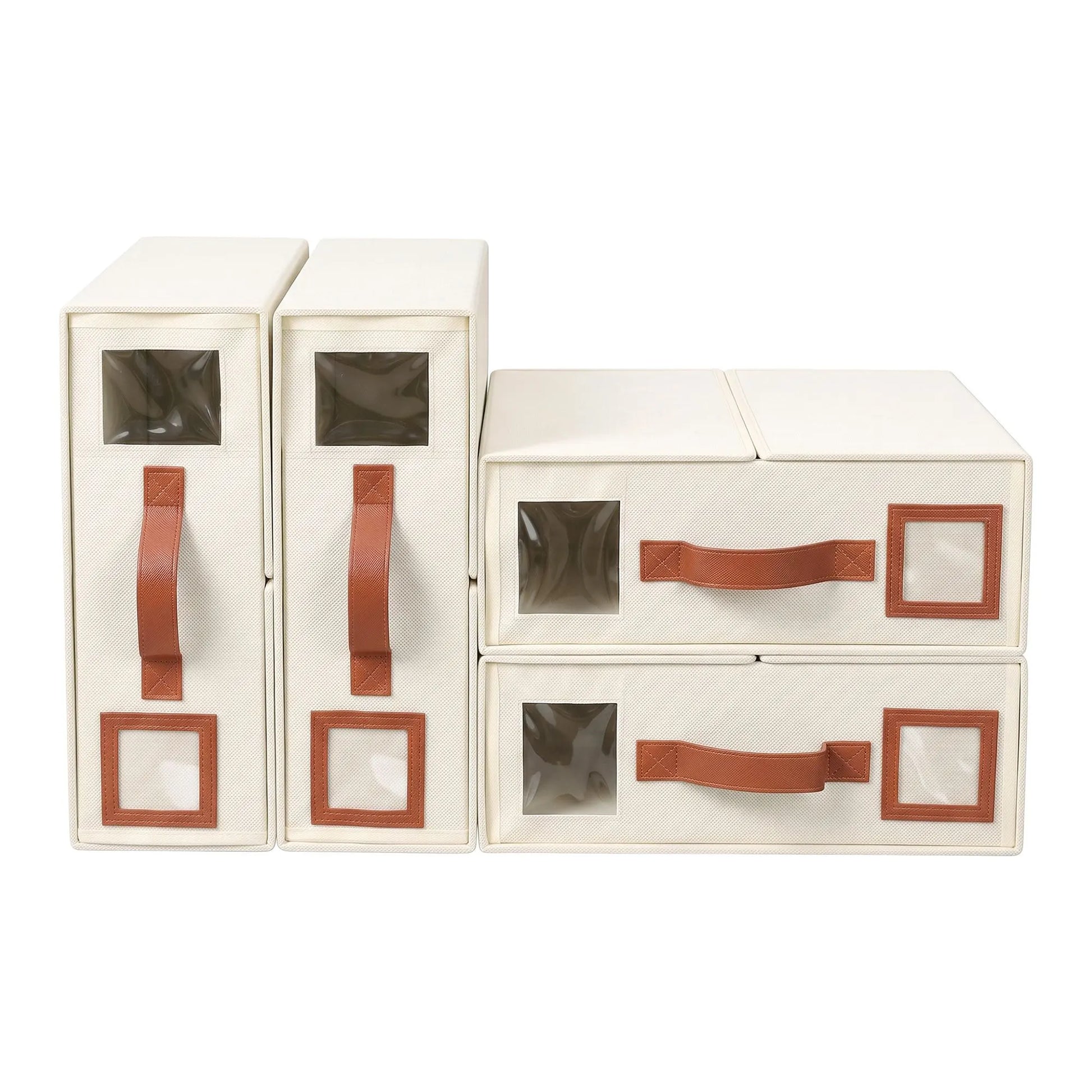 Artiss Bed Sheet Organisers Box 4Pcs Storage King Size Bedding Foldable Beige - Image 3