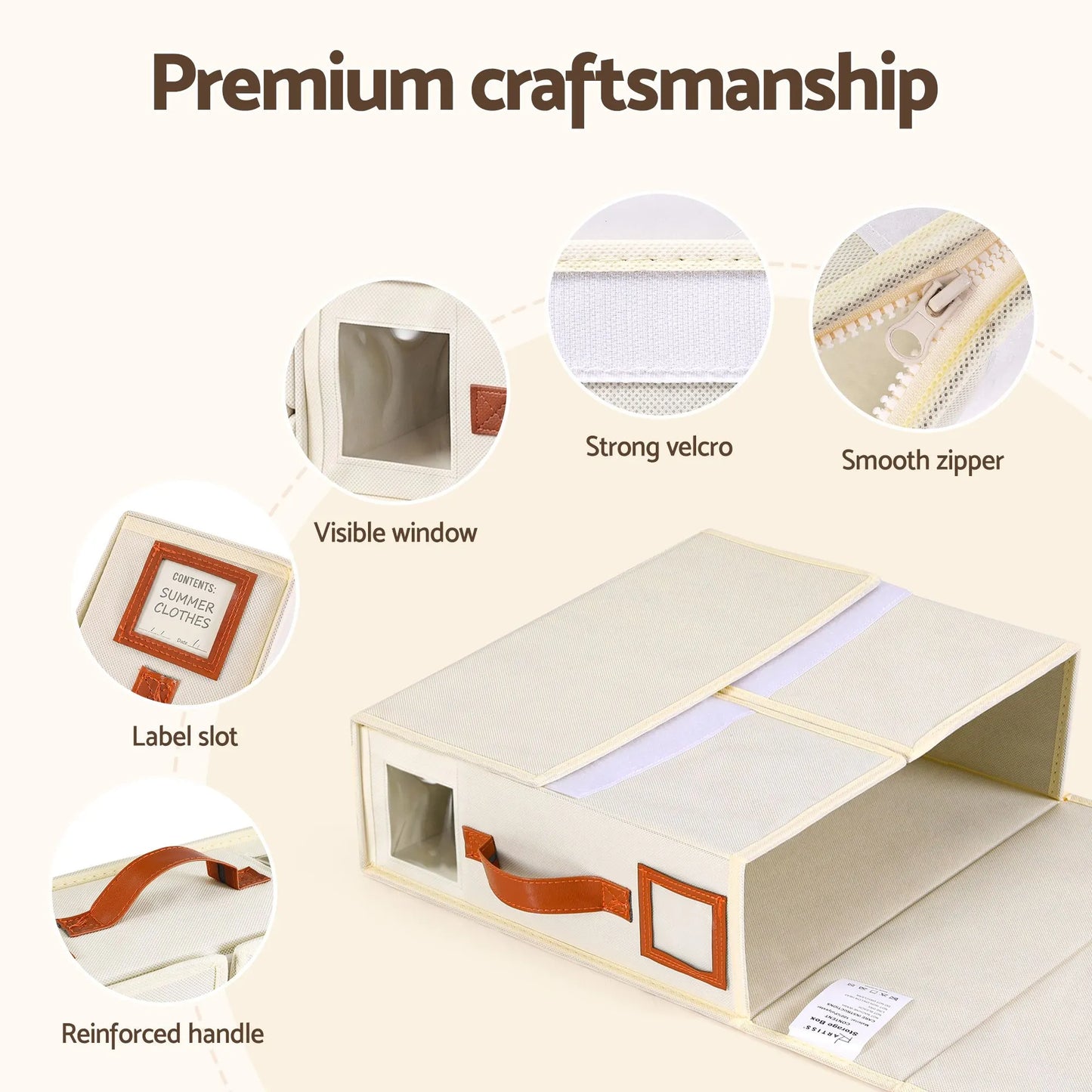 Artiss Bed Sheet Organisers Box 8Pcs Storage King Size Bedding Foldable Beige - Image 6