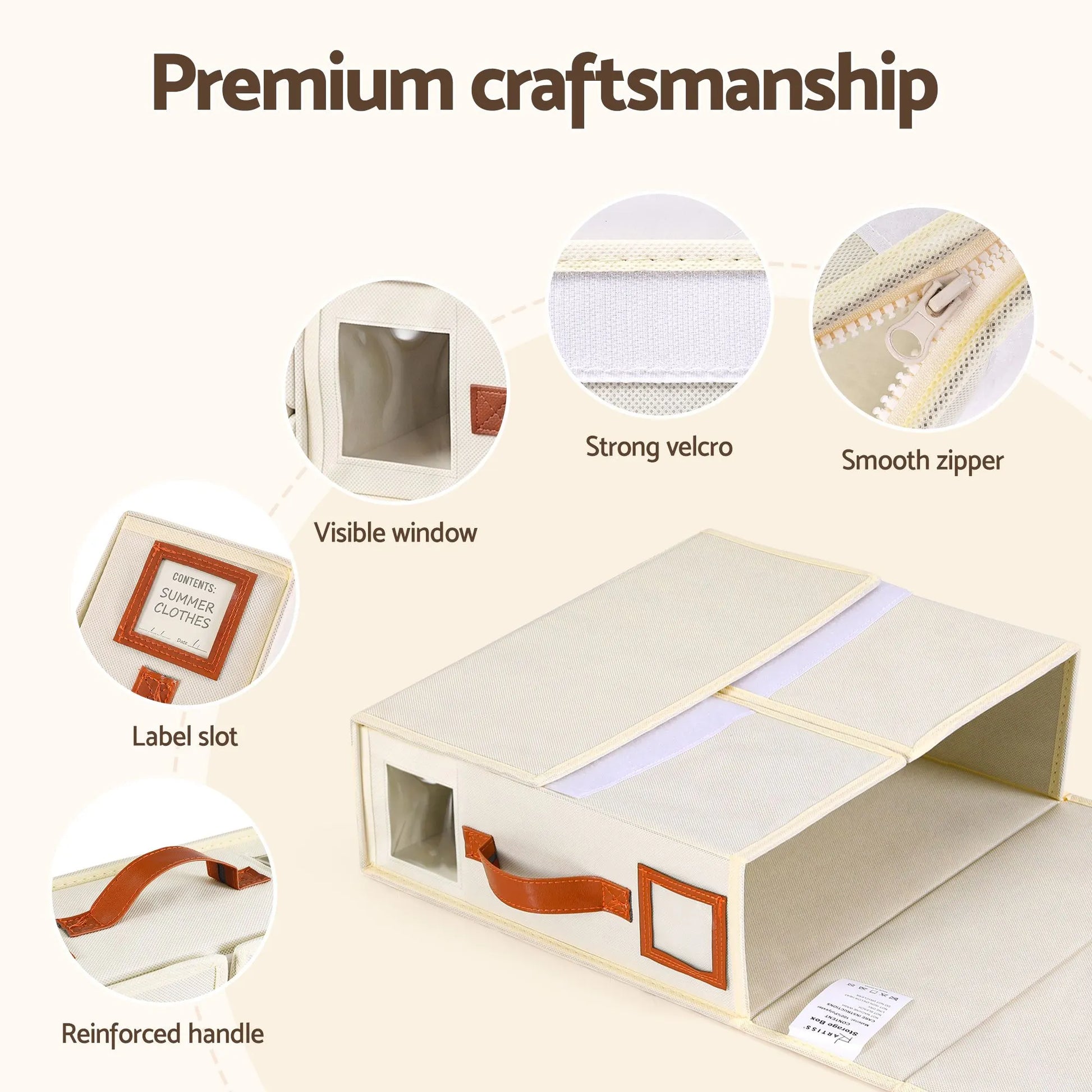 Artiss Bed Sheet Organisers Box 8Pcs Storage King Size Bedding Foldable Beige - Image 6