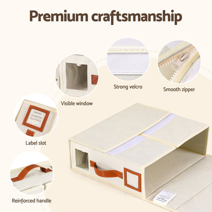 Artiss Bed Sheet Organisers Box 8Pcs Storage King Size Bedding Foldable Beige - Image 6