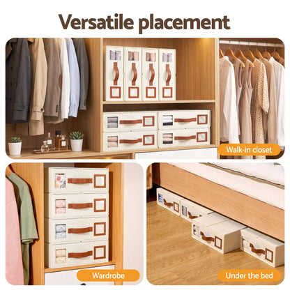 Artiss Bed Sheet Organisers Box 8Pcs Storage King Size Bedding Foldable Beige - Image 9