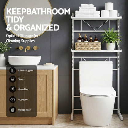 Artiss Over Toilet Bathroom Storage Shelf Rack Over Toilet 2 Tier - Image 5