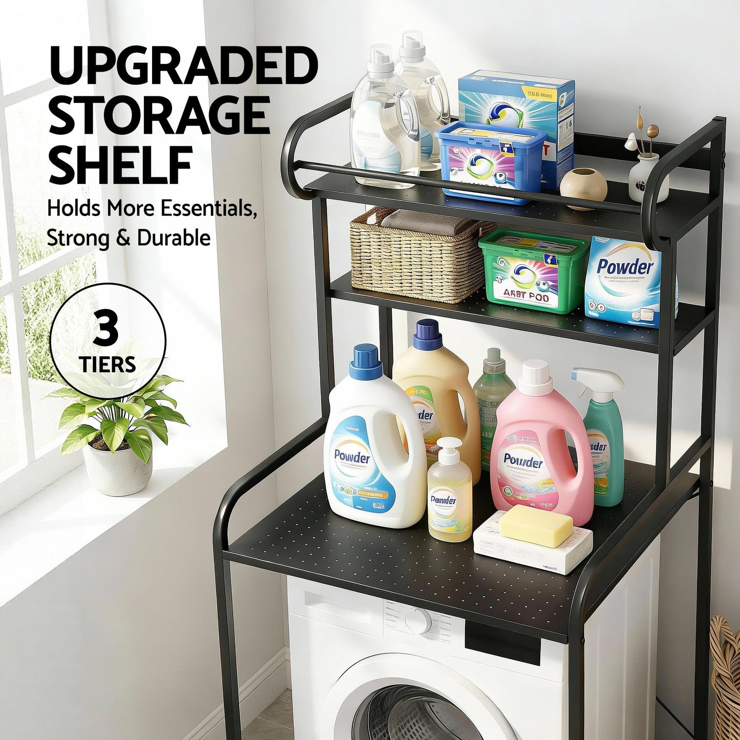 Artiss Bathroom Storage Shelf Over Washing Machine Toilet 3 Tier - Image 6