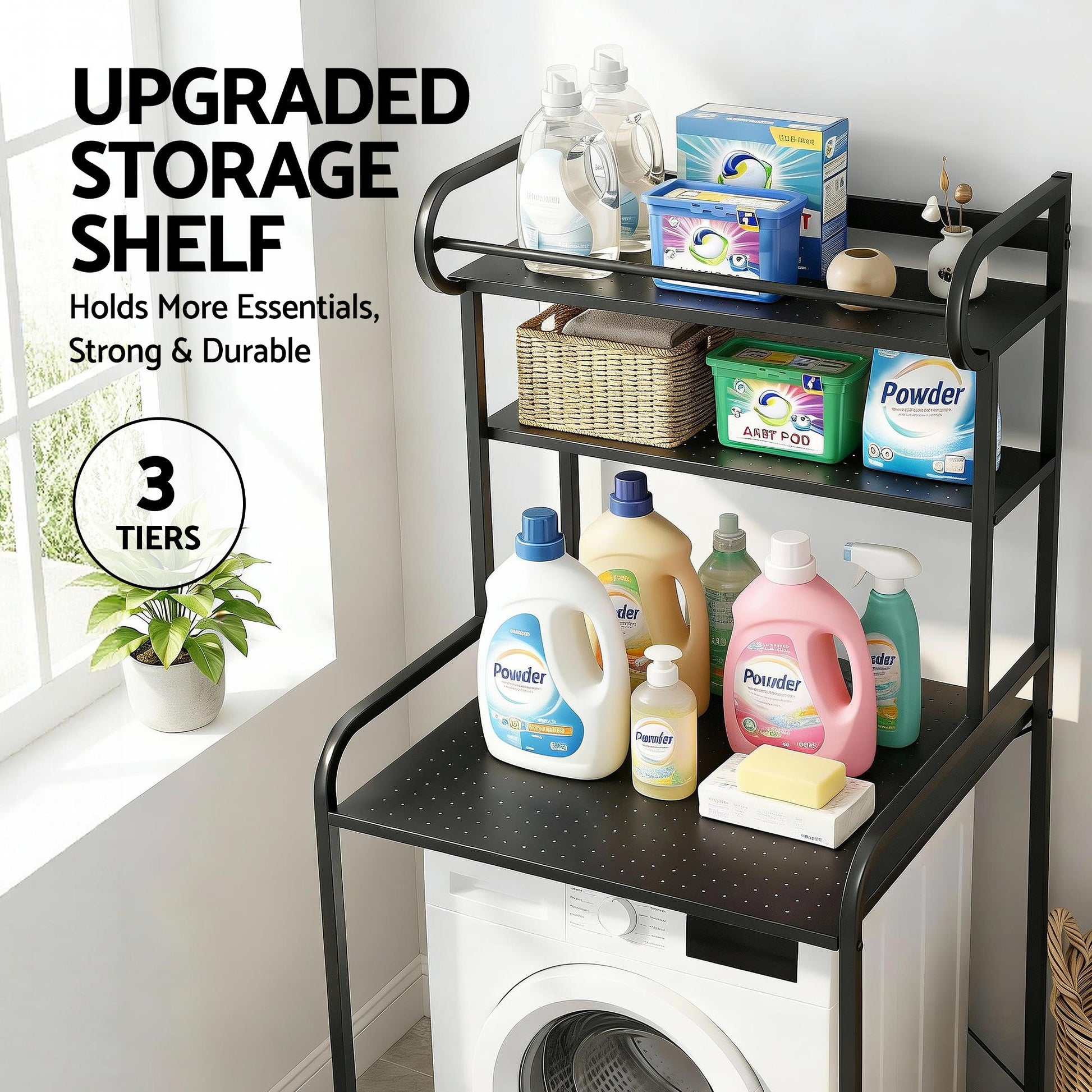 Artiss Bathroom Storage Shelf Over Washing Machine Toilet 3 Tier - Image 6