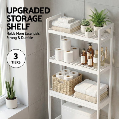Artiss Over Toilet Storage Bathroom Rack Space Saving 3 Tier Organiser White - Image 6