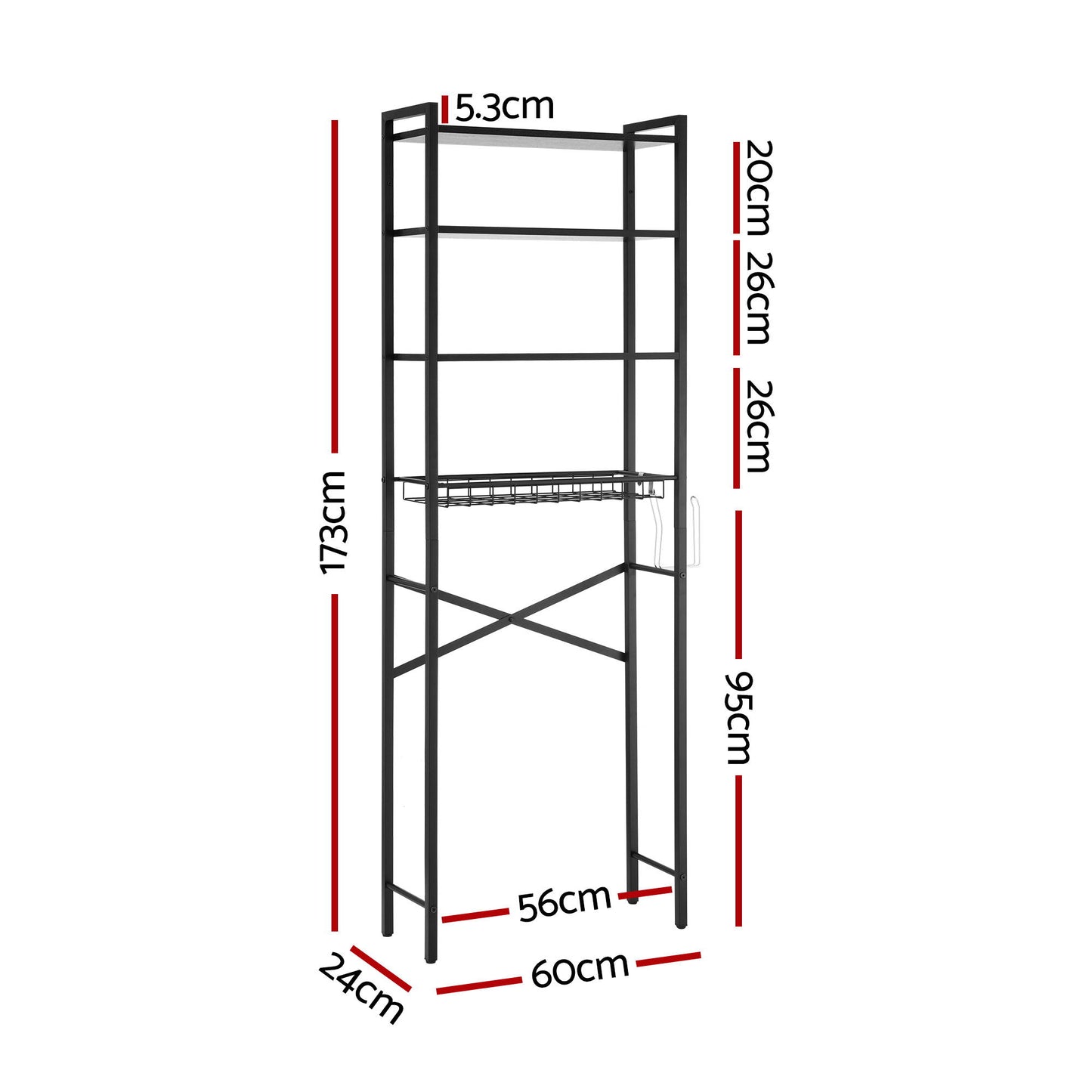 Artiss Over Toilet Bathroom Storage Rack Space Saving 4 Tier Organiser White - Image 3