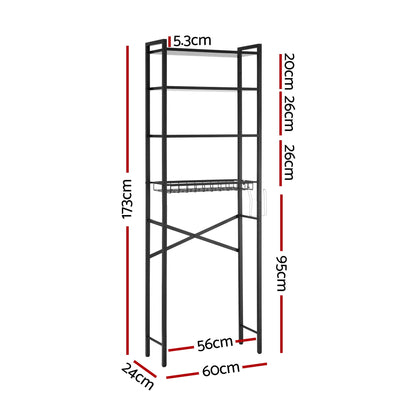 Artiss Over Toilet Bathroom Storage Rack Space Saving 4 Tier Organiser White - Image 3
