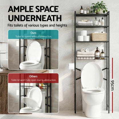 Artiss Over Toilet Bathroom Storage Rack Space Saving 4 Tier Organiser White - Image 8