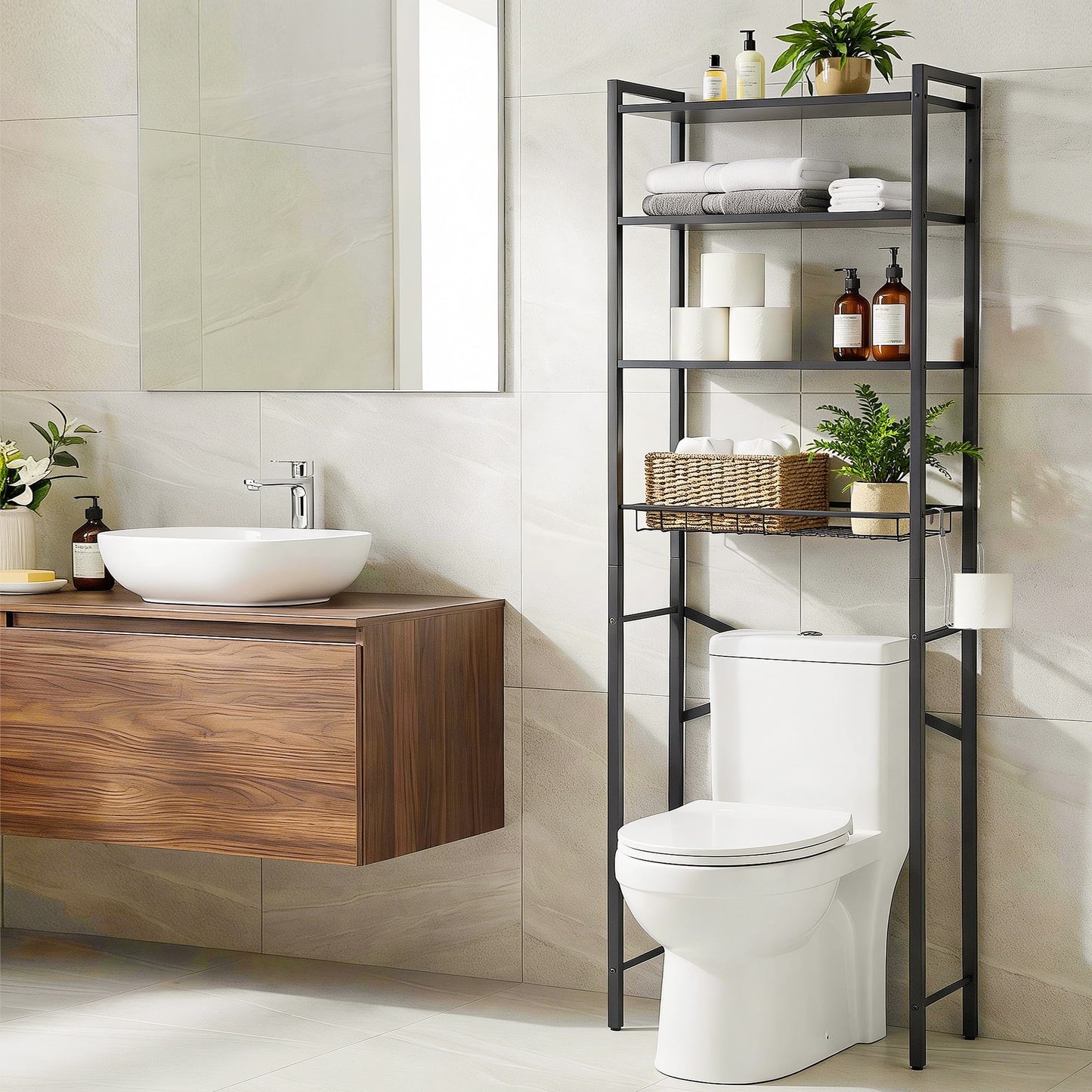 Artiss Over Toilet Bathroom Storage Rack Space Saving 4 Tier Organiser White - Image 9