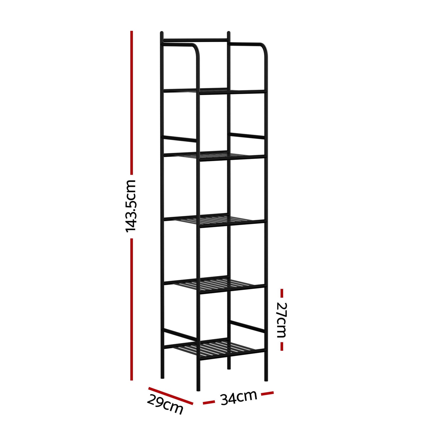 Artiss 5 Tier Floor Standing Corner Shower Caddy Bathroom Organizer Black - Image 3