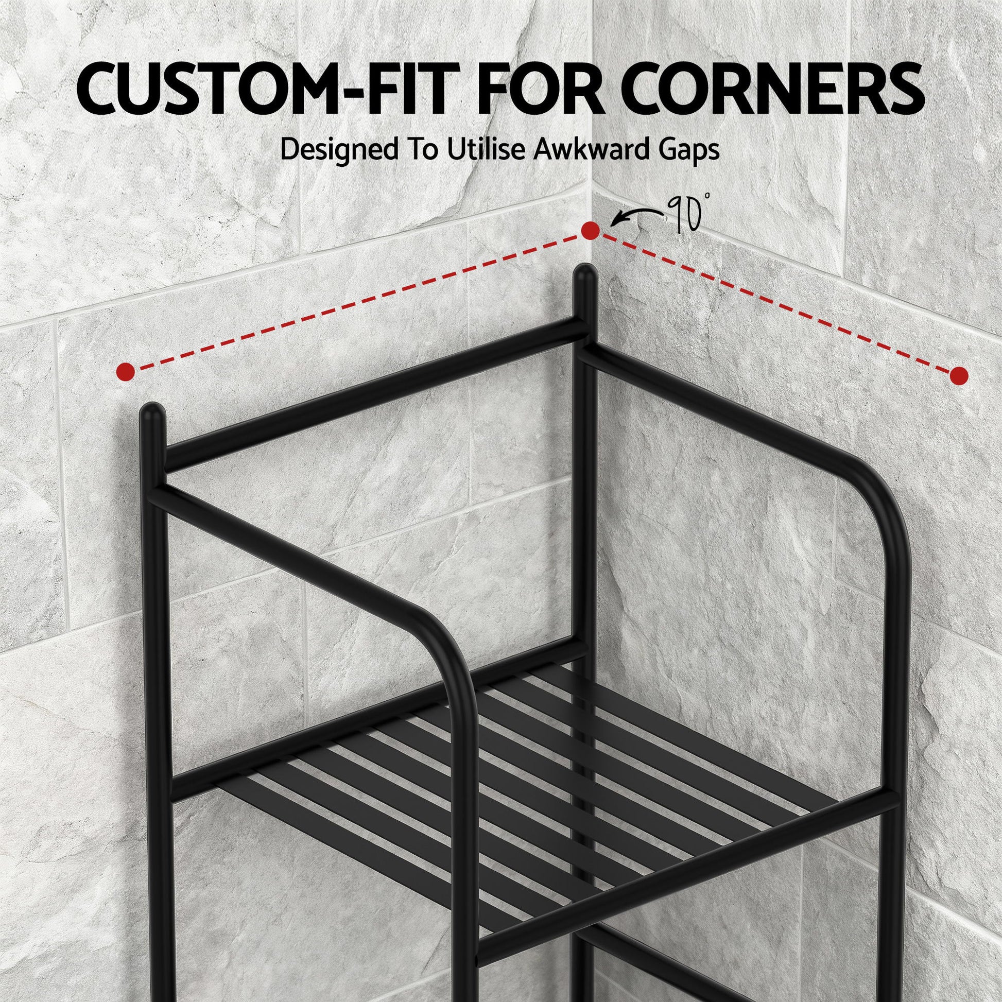 Artiss 5 Tier Floor Standing Corner Shower Caddy Bathroom Organizer Black - Image 6