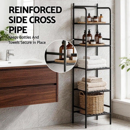 Artiss 5 Tier Floor Standing Corner Shower Caddy Bathroom Organizer Black - Image 9