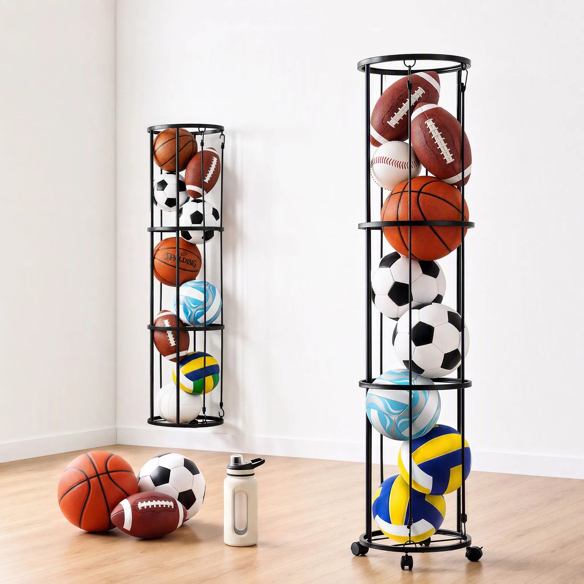 Everfit Vertical Ball Storage Rack with Wheels Sports Equipment Organiser - Image 8