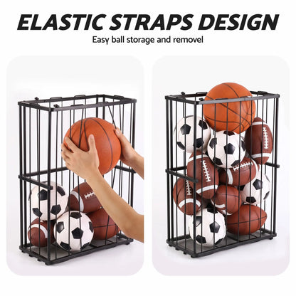 Everfit Ball Storage Rack Elastic Rope Ball Rack Wall Mounted & Floor Organizer - Image 4