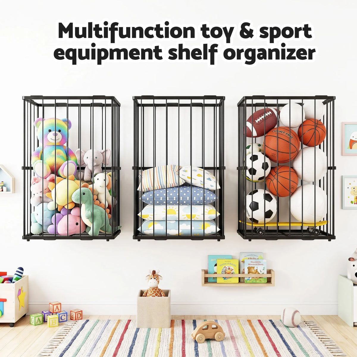 Everfit Ball Storage Rack Elastic Rope Ball Rack Wall Mounted & Floor Organizer - Image 7