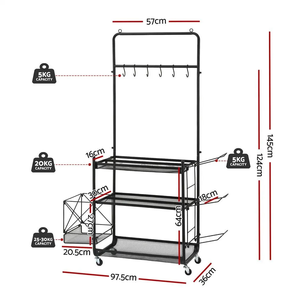 Everfit Yoga Mat Ball Storage Cart Multifunction Equipment Organizer Rack 145cm - Image 2