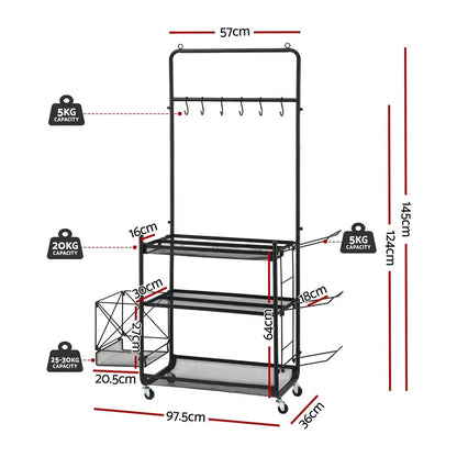 Everfit Yoga Mat Ball Storage Cart Multifunction Equipment Organizer Rack 145cm - Image 2