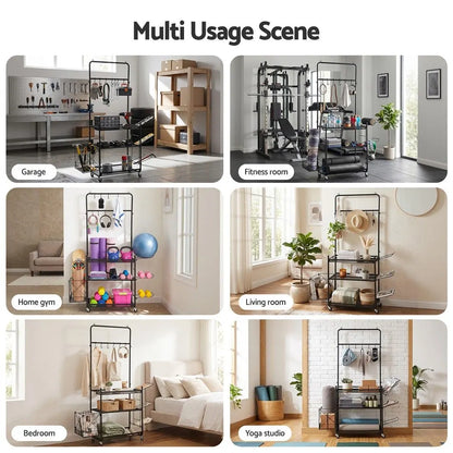 Everfit Yoga Mat Ball Storage Cart Multifunction Equipment Organizer Rack 145cm - Image 7