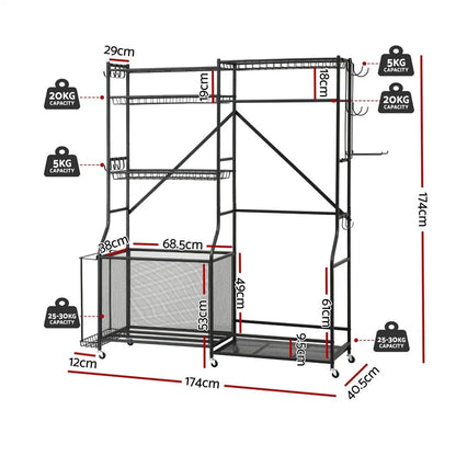 Everfit Sports Equipment Organizer Rack Multi Garage Storage for Golf Bag 174cm - Image 2
