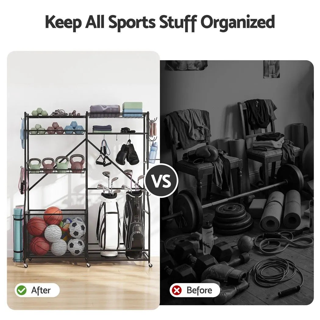 Everfit Sports Equipment Organizer Rack Multi Garage Storage for Golf Bag 174cm - Image 6