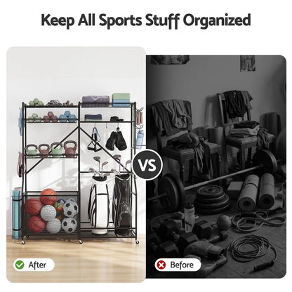 Everfit Sports Equipment Organizer Rack Multi Garage Storage for Golf Bag 174cm - Image 6