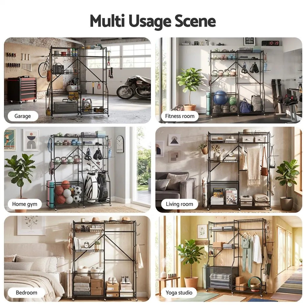Everfit Sports Equipment Organizer Rack Multi Garage Storage for Golf Bag 174cm - Image 7
