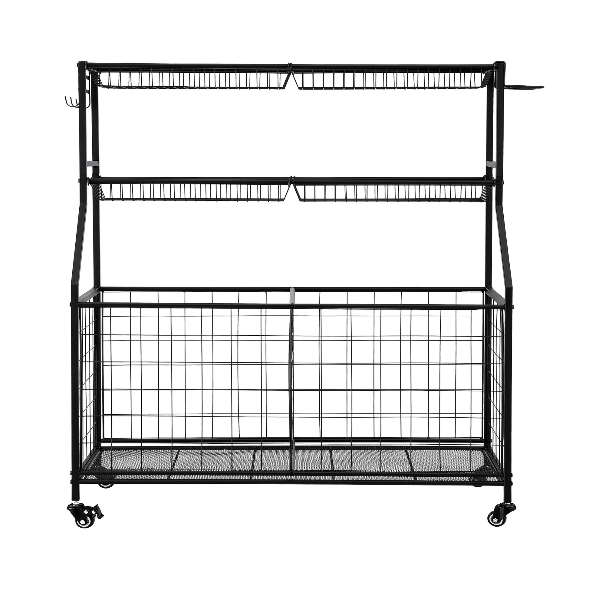 Everfit Sports Equipment Organizer Storage with Wheels Multi-Sport Garage Gym Black - Image 3