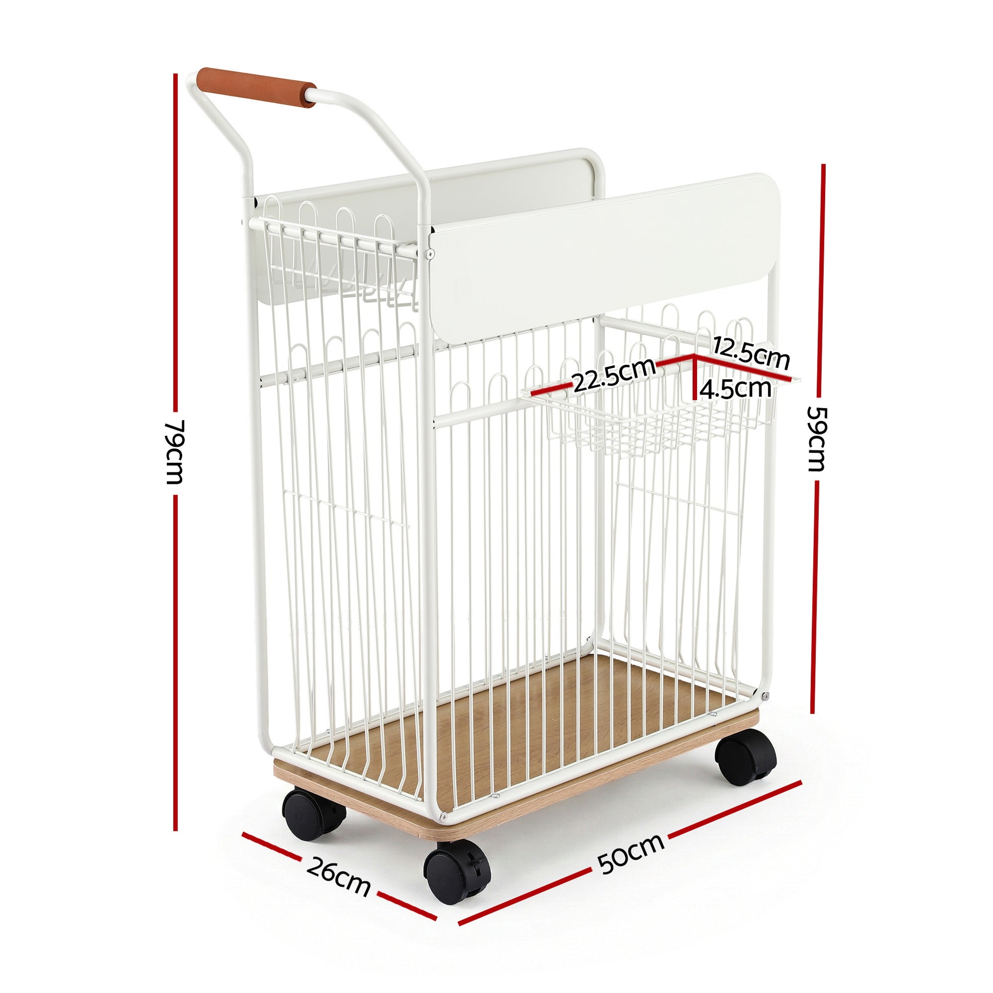 Everfit Yoga Mat Storage Rack Mobile Holder with Wheels Basket Home Gym Storage Organizer White - Image 2