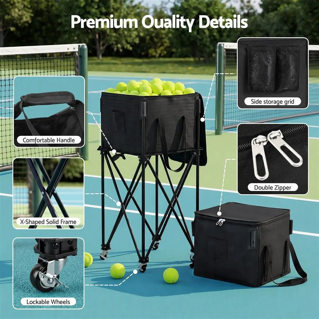 Everfit Foldable Tennis Hopper Stand with Wheels Holds Up to 150 Balls - Image 5