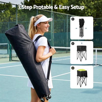 Everfit Foldable Tennis Hopper Stand with Wheels Holds Up to 150 Balls - Image 6