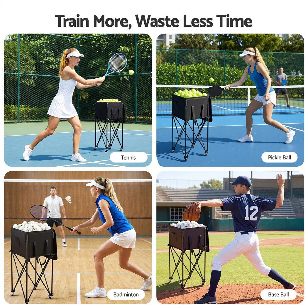 Everfit Foldable Tennis Hopper Stand with Wheels Holds Up to 150 Balls - Image 7