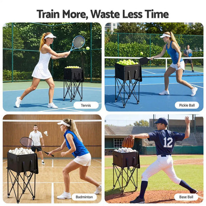 Everfit Foldable Tennis Hopper Stand with Wheels Holds Up to 150 Balls - Image 7