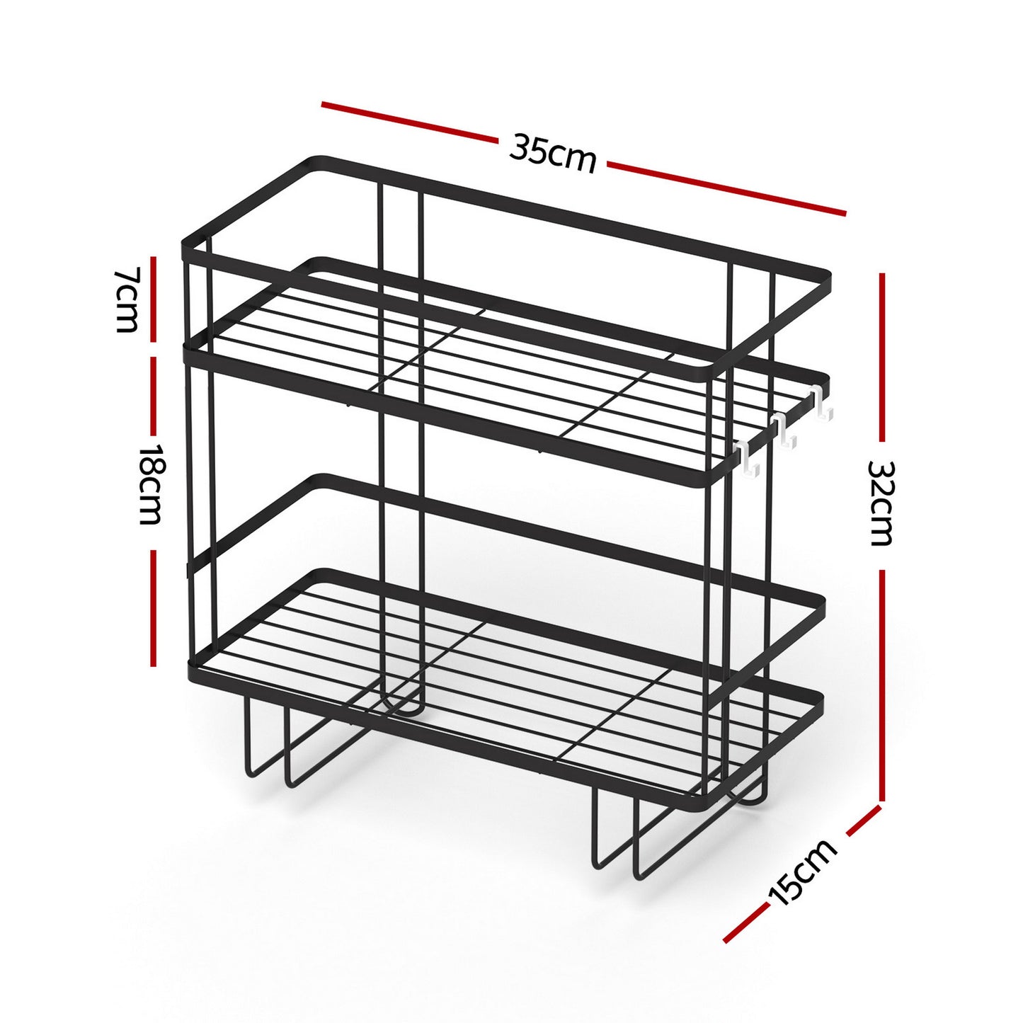 Artiss Over Toilet Storage Rack Bathroom Shelf Organizer 2 Tier - Image 2