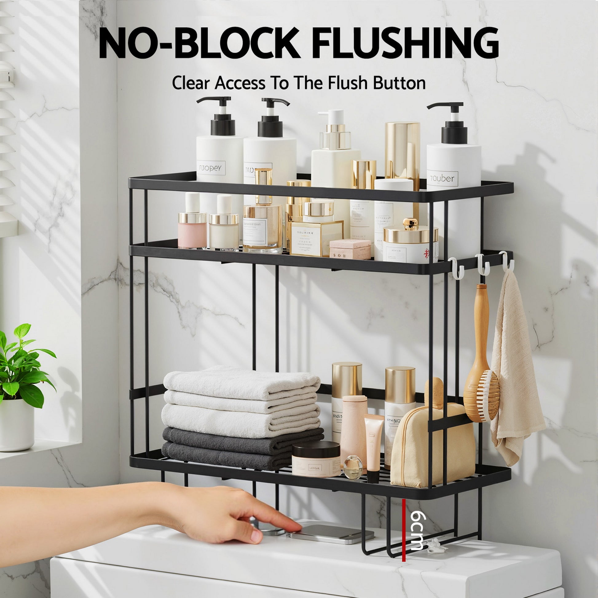 Artiss Over Toilet Storage Rack Bathroom Shelf Organizer 2 Tier - Image 5