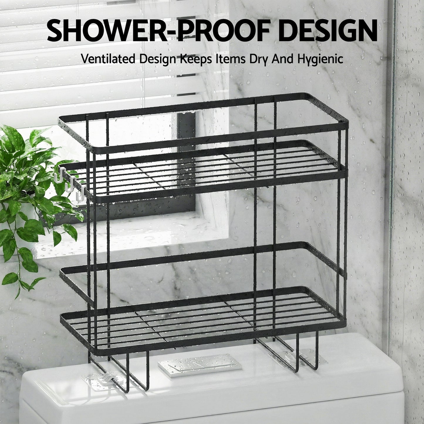 Artiss Over Toilet Storage Rack Bathroom Shelf Organizer 2 Tier - Image 6