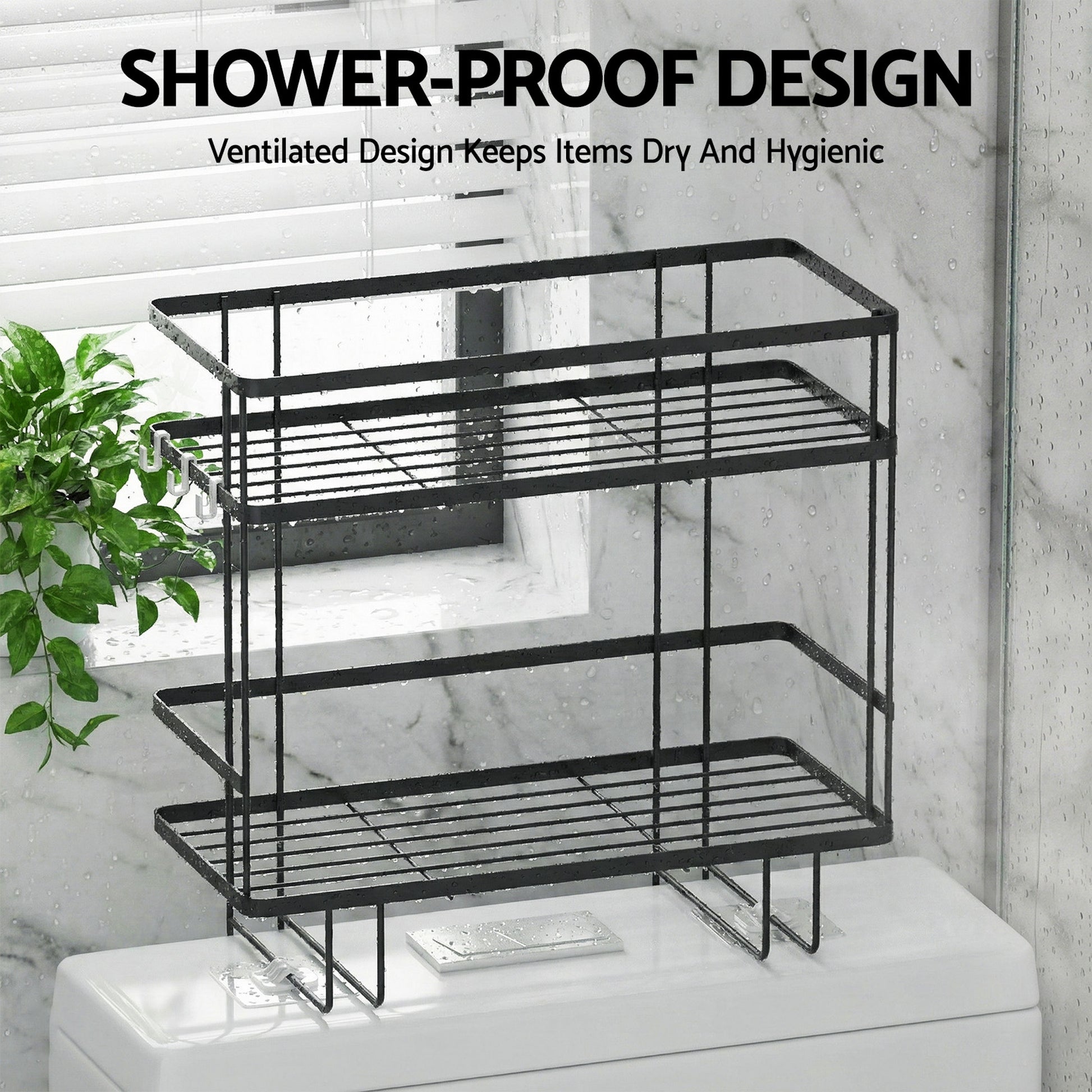 Artiss Over Toilet Storage Rack Bathroom Shelf Organizer 2 Tier - Image 6