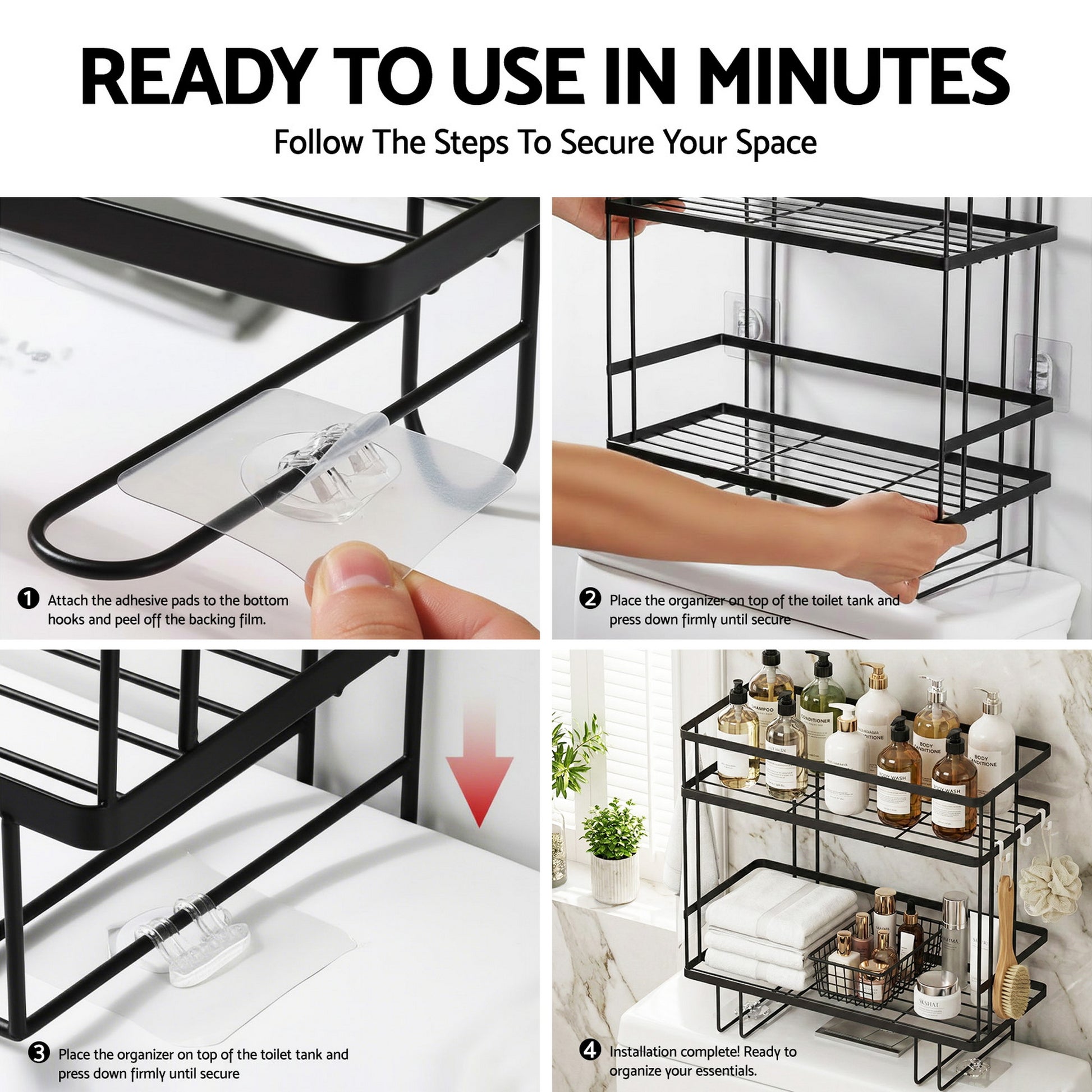 Artiss Over Toilet Storage Rack Bathroom Shelf Organizer 2 Tier - Image 8