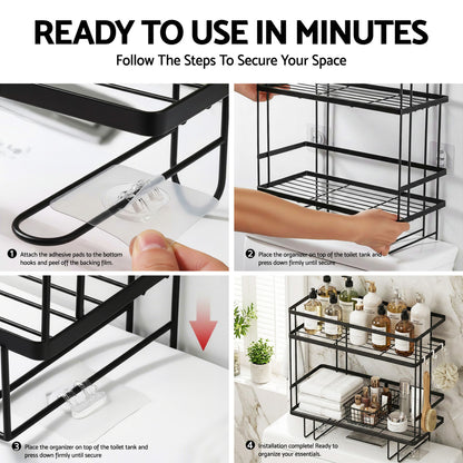 Artiss Over Toilet Storage Rack Bathroom Shelf Organizer 2 Tier - Image 8