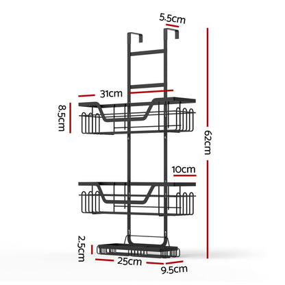 Artiss 3 Tier Over The Door Shower Caddy Hanging Bathroom Storage Organizer - Image 2