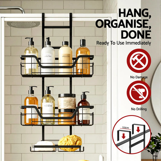 Artiss 3 Tier Over The Door Shower Caddy Hanging Bathroom Storage Organizer - Image 4
