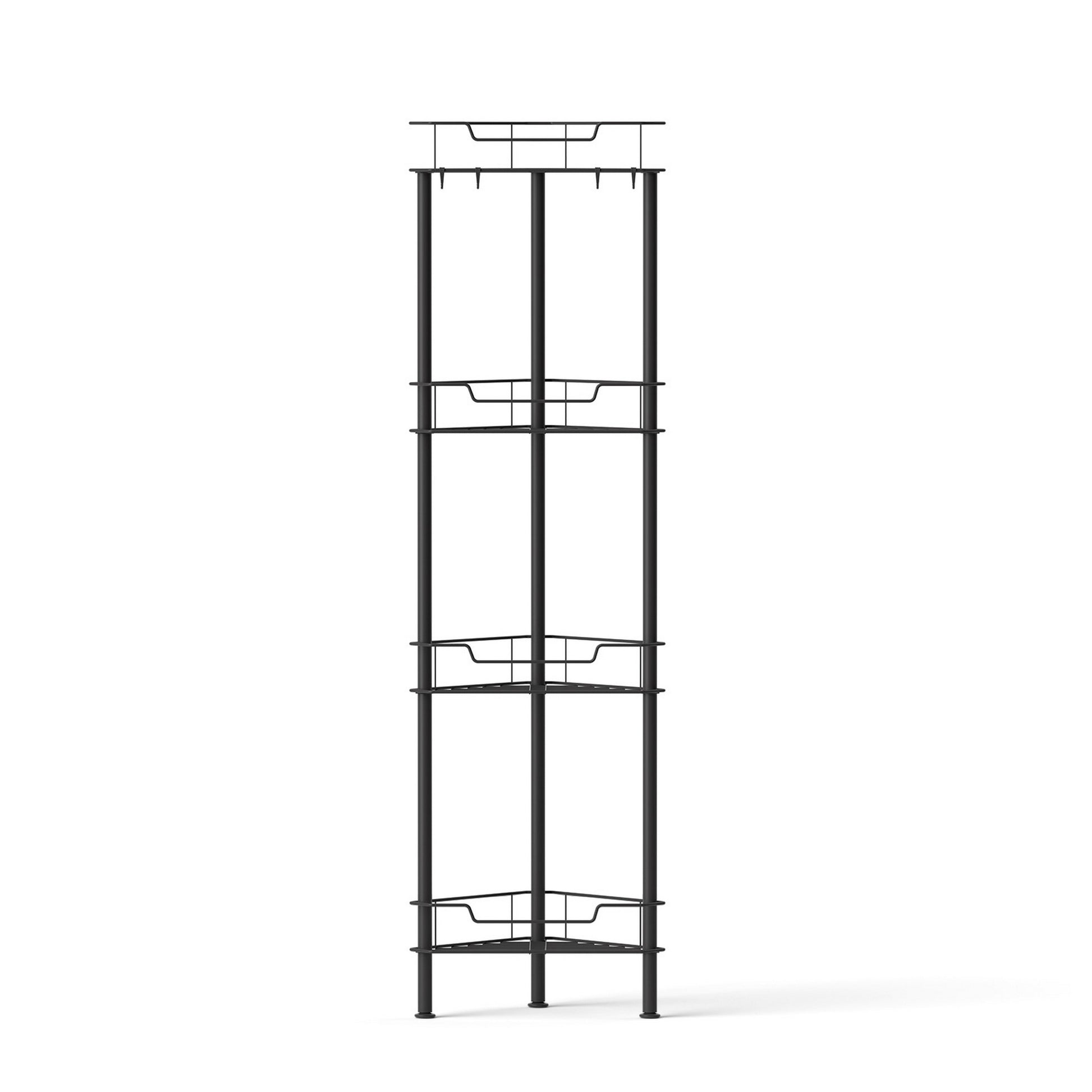Artiss 4 Tier Floor Standing Corner Shower Caddy Bathroom Organizer Black - Image 4