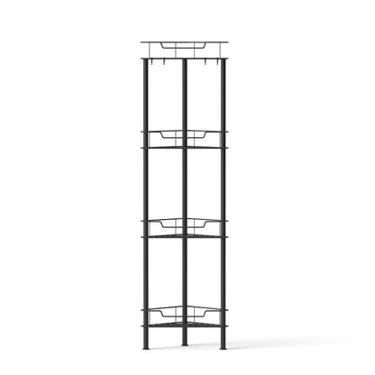 Artiss 4 Tier Floor Standing Corner Shower Caddy Bathroom Organizer Black - Image 4