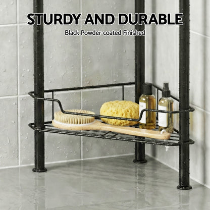 Artiss 4 Tier Floor Standing Corner Shower Caddy Bathroom Organizer Black - Image 7