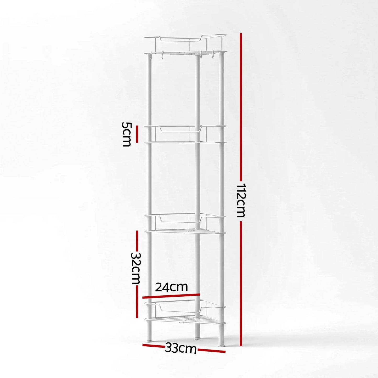 Artiss 4 Tier Floor Standing Corner Shower Caddy Bathroom Organizer White - Image 3