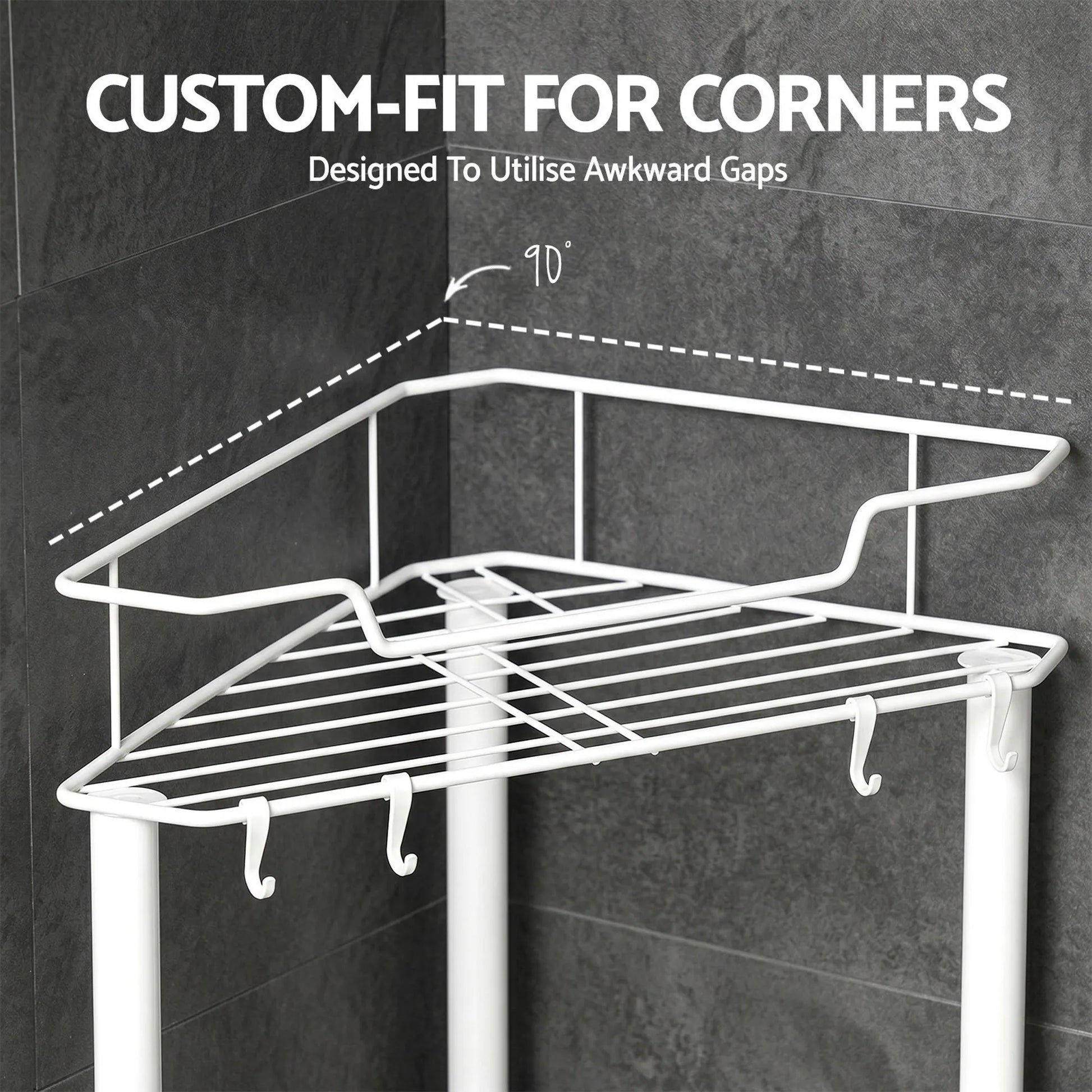 Artiss 4 Tier Floor Standing Corner Shower Caddy Bathroom Organizer White - Image 6
